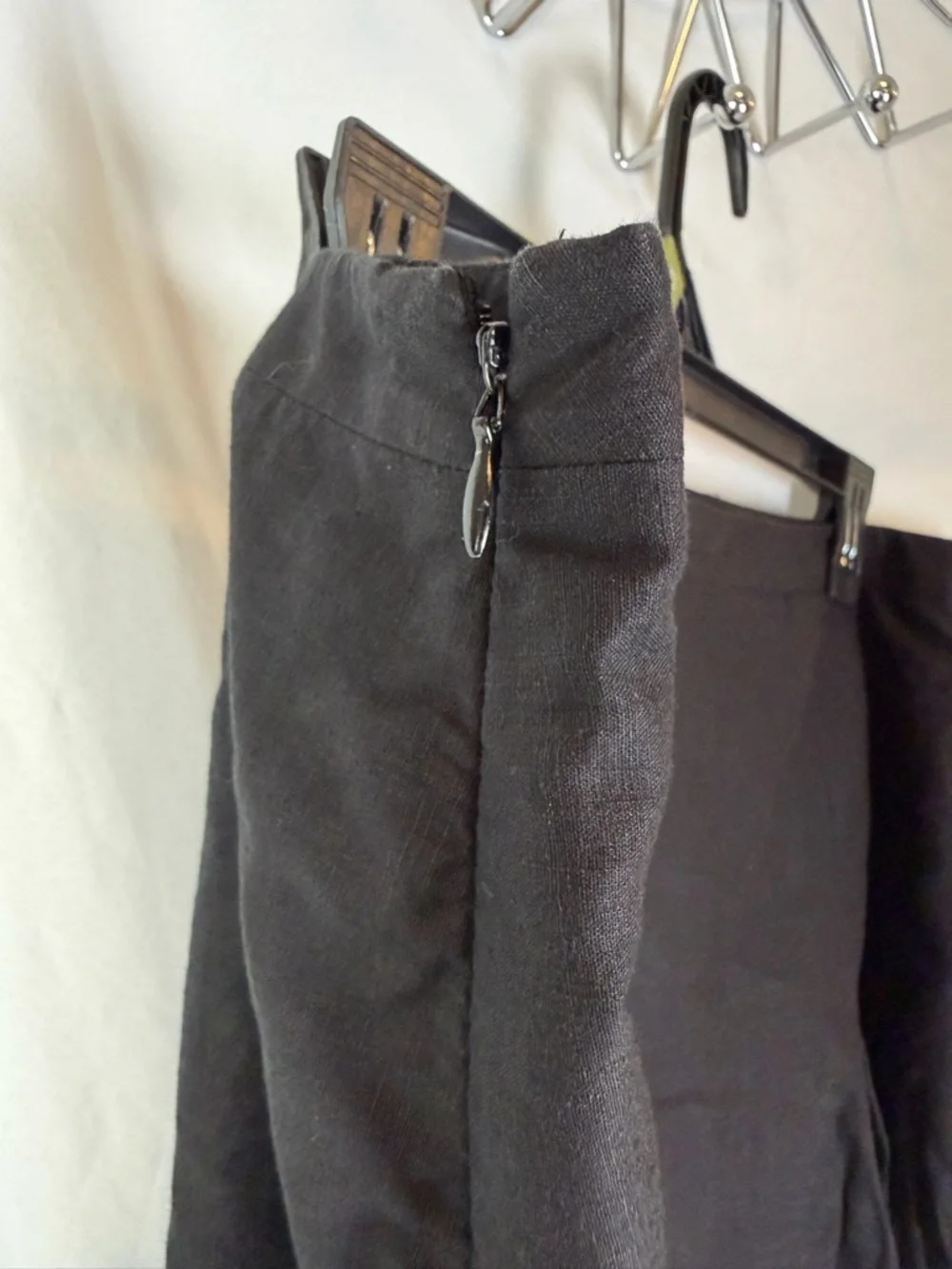 LOFT Black Linen Blend Embroidered A-Line Skirt 16 Boho